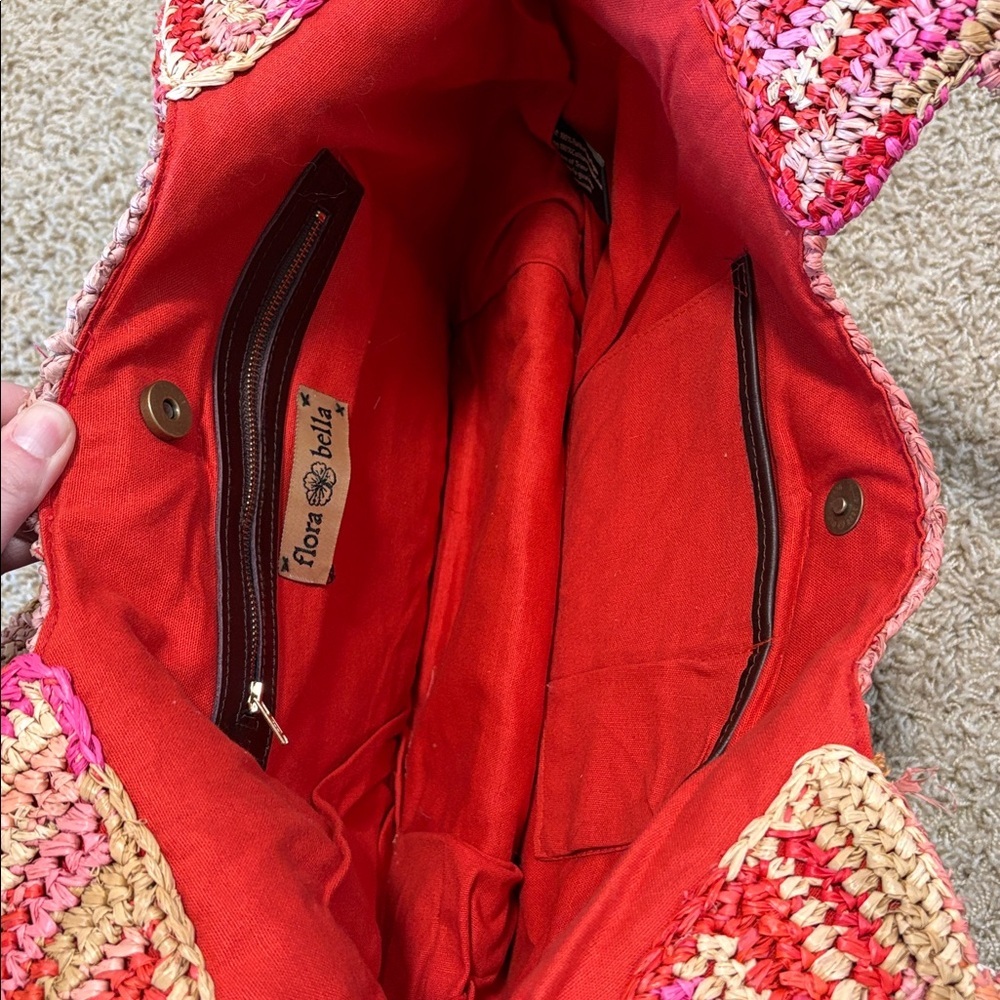 Pink and Tan Woven Women's Bag - Picture 5 of 6